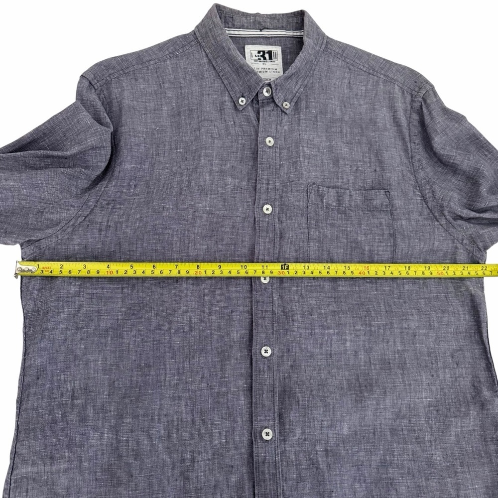SIMONS LE 31 Grey Premium Linen Button Down Shirt Casual Long Sleeve g/l - Picture 10 of 13